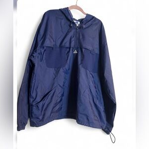 Men adidas Navy Pullover Windbreaker Hooded Jacket